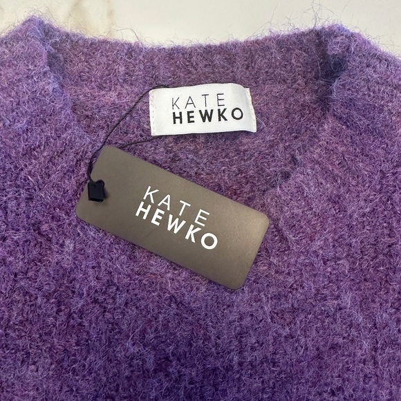 NWT - KATE HEWKO Heathered Purple Knit Balloon Sleeve Sweater - OS - Picture 10 of 16